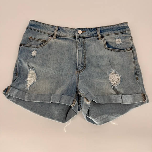 H&M Pants - H&M High-Waisted Washed Light Blue Distressed Denim Women's Shorts Size 12